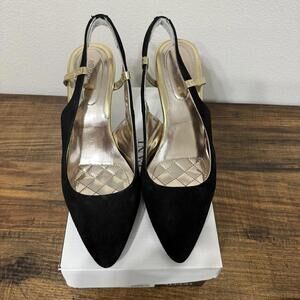 Alfani Black and Gold Slingback Heels